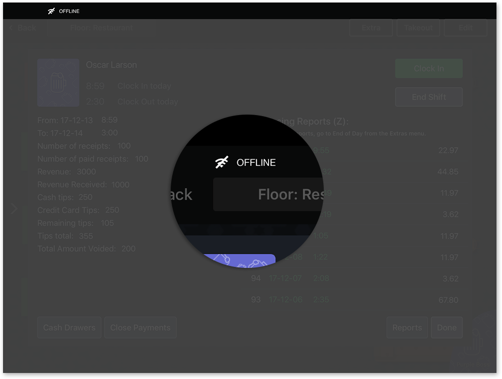 Mode Hors-Ligne倒入光线餐厅